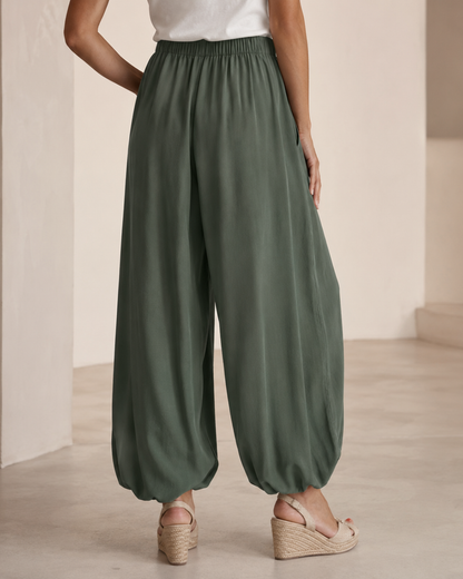Pantalón Bombacho Fluido con Cintura Ajustable