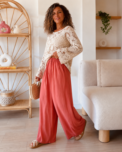 Pantalón Palazzo Fluido de Cintura Elástica