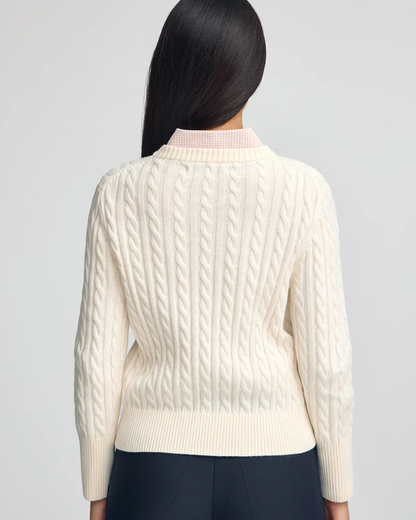 Jersey de Punto Trenzado en Mezcla de Lana para mujer