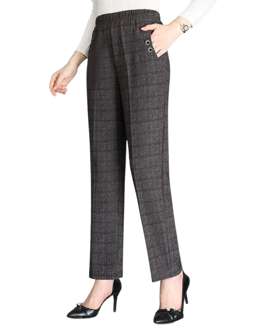 Pantalones casuales para mujer con cintura alta