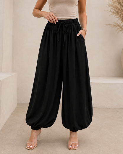 Pantalón Bombacho Fluido con Cintura Ajustable