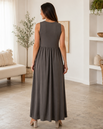 Vestido Largo Fluido sin Mangas