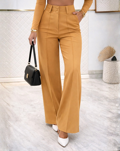 Pantalón Elegante de Pernera Ancha y Talle Alto para Mujer