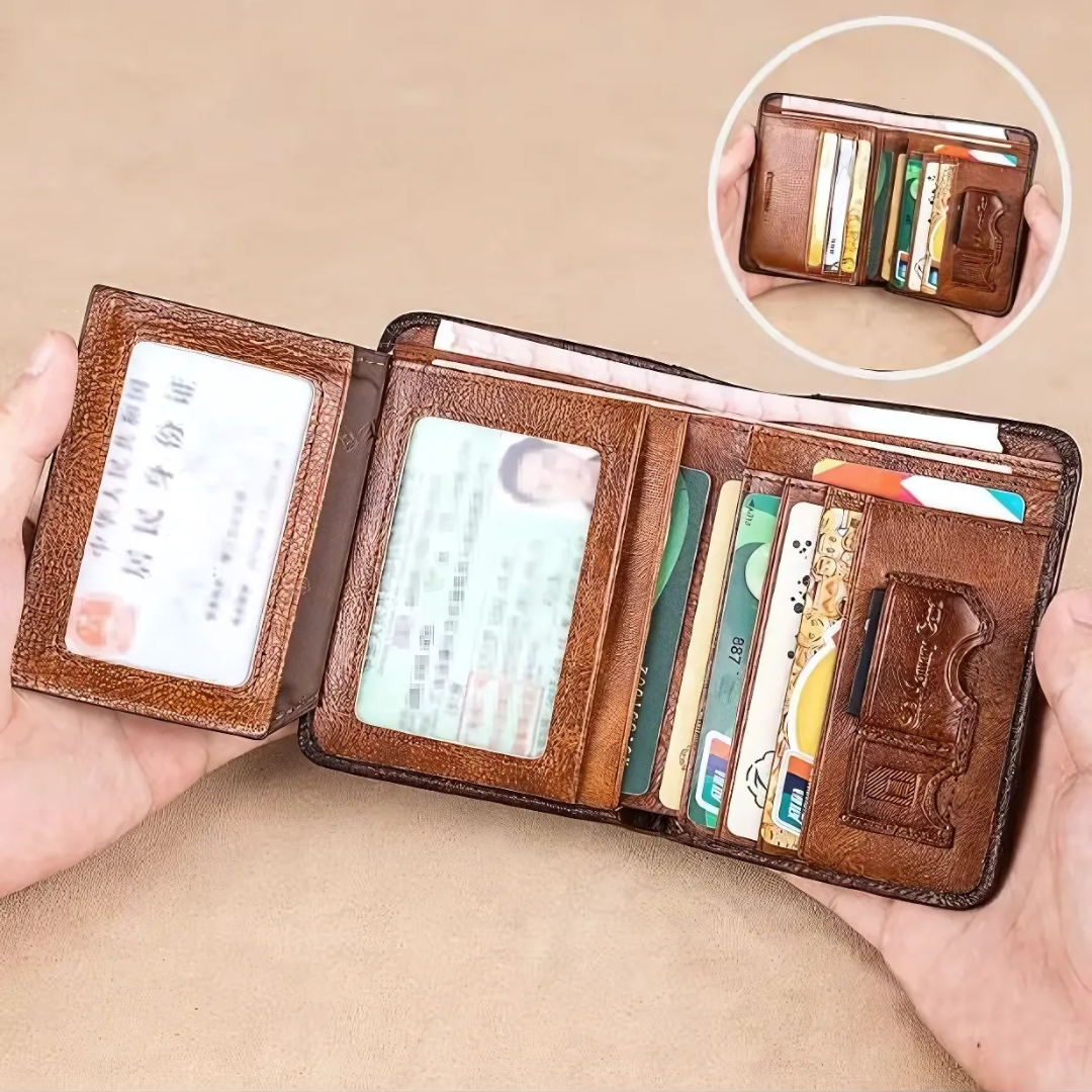 Billetera Impermeable de Cuero con Bloqueo RFID