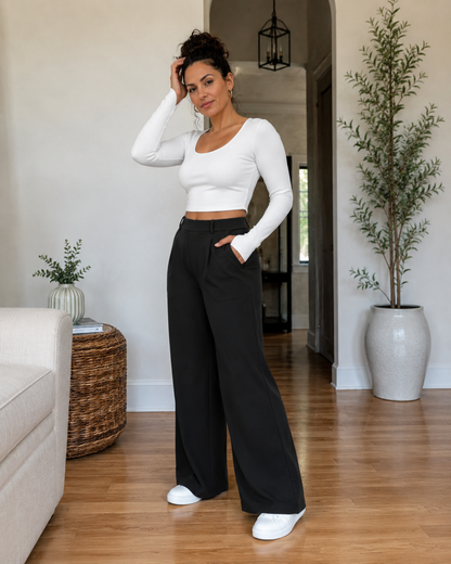 Pantalón de Vestir Elástico de Pierna Recta