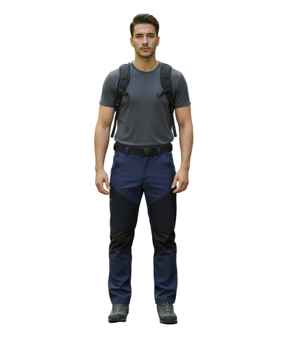 Pantalones de senderismo duraderos e impermeables para hombre con forro polar y cinturilla elástica