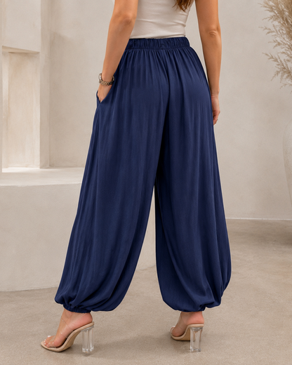 Pantalón Bombacho Fluido con Cintura Ajustable