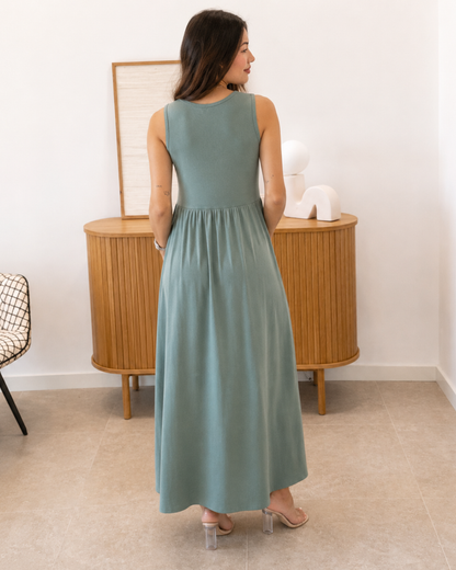 Vestido Largo Fluido sin Mangas