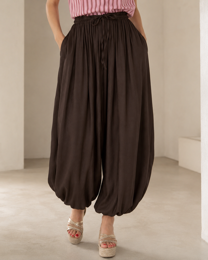 Pantalón Bombacho Fluido con Cintura Ajustable