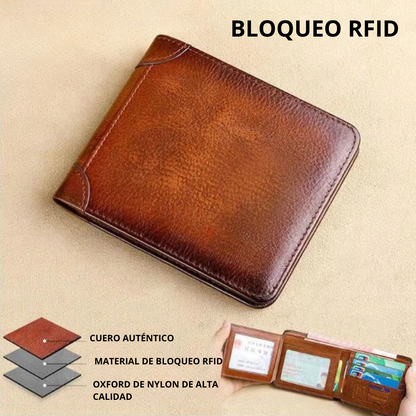 Billetera Impermeable de Cuero con Bloqueo RFID